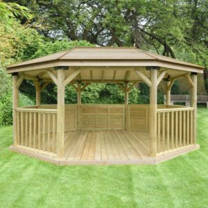 Forest Garden 5.1m Premium Oval Wooden Gazebo with Timber Roof