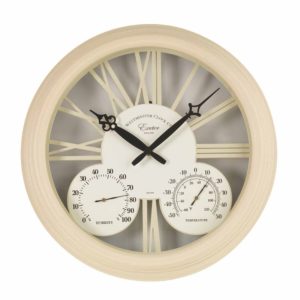 Smart Garden Exeter Wall Clock & Thermometer 15"-Cream