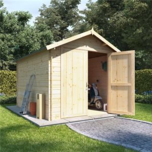 10 x 8 log cabin BillyOh Heavy Duty Apex Windowless Log Cabin Store - 19mm