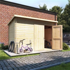 10x6 log cabin ouble oor BillyOh Pent Log Cabin Windowless Heavy Duty Bike Store Range - 19mm
