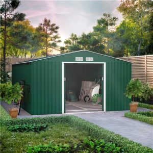 11x14 BillyOh Ranger Apex Metal Shed With Foundation Kit - Dark Green