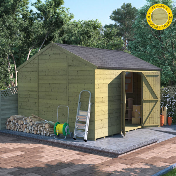 12x10 Pressure Treated T&G Shed - BillyOh Expert Reverse Workshop Windowless