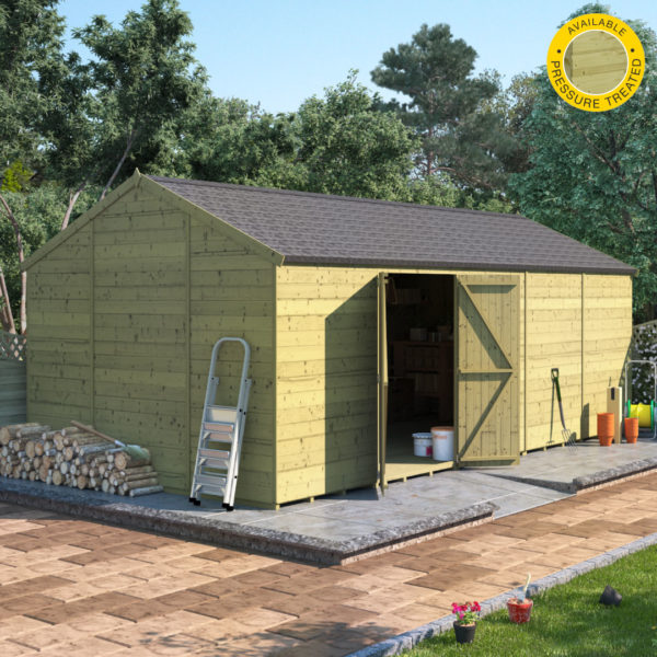 20x10 Pressure Treated T&G Shed - BillyOh Expert Reverse Workshop Windowless