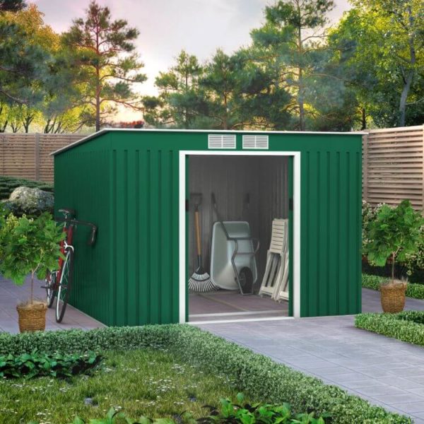 9x8 BillyOh Cargo Pent Metal Shed Including Foundation Kit - Green
