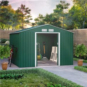 9x8 BillyOh Ranger Apex Metal Shed With Foundation Kit - Dark Green