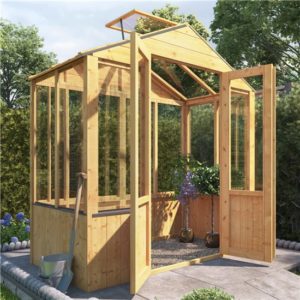 BillyOh 4000 Lincoln Wooden Clear Wall Greenhouse with Opening Roof Vent - 3 x 6 Lincoln Wooden Greenhouse