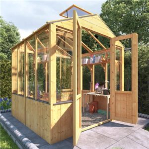 BillyOh 4000 Lincoln Wooden Clear Wall Greenhouse with Opening Roof Vent - 6 x 6 Lincoln Wooden Greenhouse