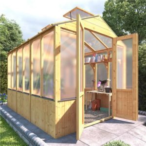 BillyOh 4000 Lincoln Wooden Polycarbonate Greenhouse with Opening Roof Vent - 9 x 6 Lincoln Wooden Greenhouse