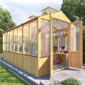 Lincoln Wooden Polycarbonate Greenhouse with Opening Roof Vent - 12 x 6 Lincoln Wooden Greenhouse BillyOh 4000