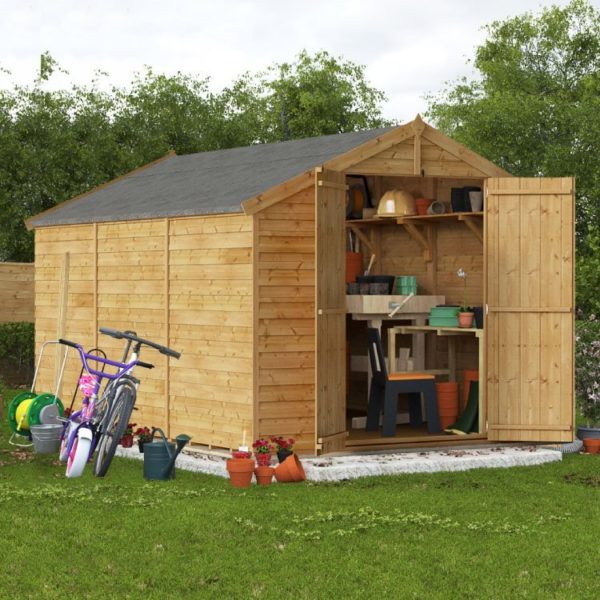 12 x 8 Shed - BillyOh Keeper Overlap Apex Wooden Shed - Windowless 12x8 Garden Shed