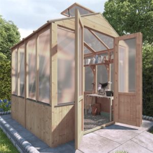 BillyOh 4000 Lincoln Wooden Polycarbonate Greenhouse with Opening Roof Vent - PT-6 x 6