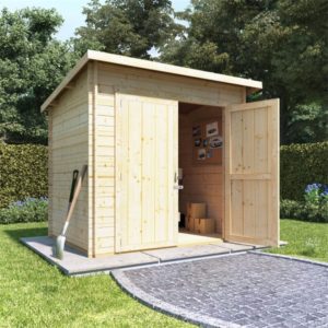 BillyOh Pent Log Cabin Windowless Heavy Duty Shed Range - 8x6 Log Cabin Double Door - 28mm