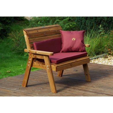 Charles Taylor 2 Seat Garden Bench - Burgundy Cushions