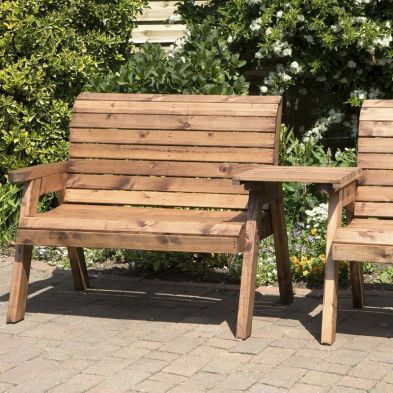 Charles Taylor 3 Seat Straight Tete-a-tete Garden Bench & Table
