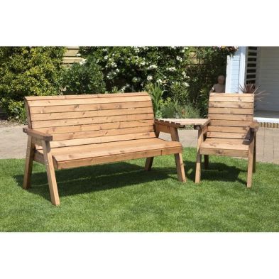 Charles Taylor 4 Seat Set Angled Garden Bench - Burgundy Cushions