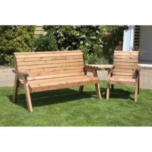 Charles Taylor 4 Seat Set Angled Garden Bench - Green Cushions