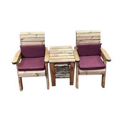 Charles Taylor Deluxe 2 Seat Garden Bench - Burgundy Cushions