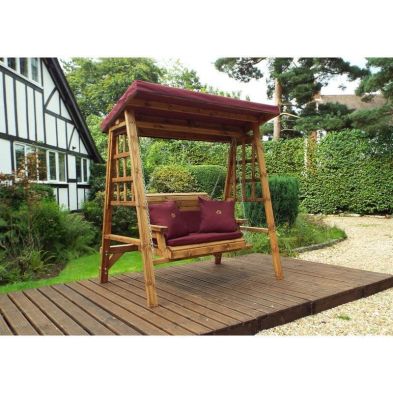 Charles Taylor Dorset 2 Seat Garden Swing - Burgundy Cushions