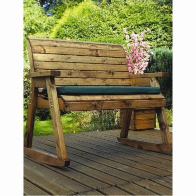 Charles Taylor Rocker 2 Seat Garden Bench - Green Cushions