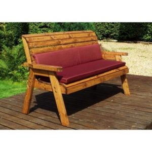 Charles Taylor Winchester 3 Seat Garden Bench - Burgundy Cushions