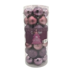 35 Christmas Baubles 6cm - Lavender Mix