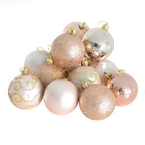 35 Pack of 6cm Christmas Tree Baubles Rose Gold