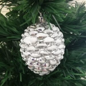 4 Pack Of Silver Pine Cone Christmas Tree Decorations