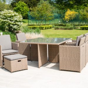 Alexander Rose 4 Seat Grand Rattan Cube Dining Set with 4 Stools