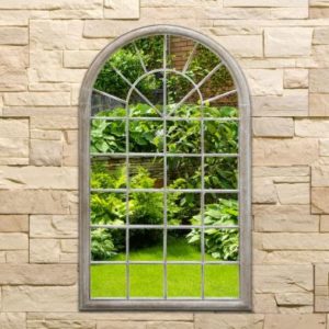 Arched Decorative Garden Wall Mirror Natural