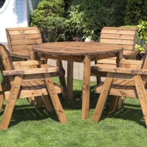 Charles Taylor 4 Seat Circular Table & Chairs Scandinavian Redwood Garden Furniture
