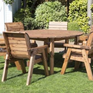 Charles Taylor 6 Seat Circular Table & Chairs Scandinavian Redwood Garden Furniture
