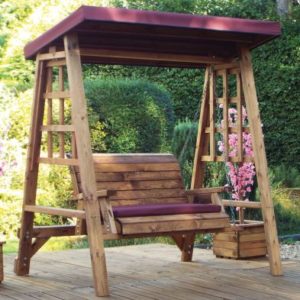 Charles Taylor Dorset 2 Seat Garden Swing Burgundy Roof Cover Garden Furniture