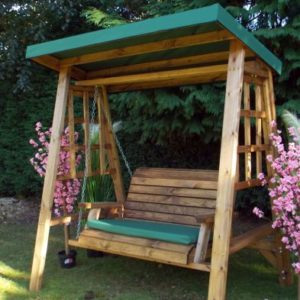 Charles Taylor Dorset 2 Seat Garden Swing Green Roof Cover Garden Furniture