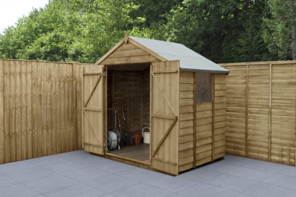 Forest Garden 7x5 Overlap Pressure Treated Apex Wooden Garden Shed with Double Door (Installation Included)