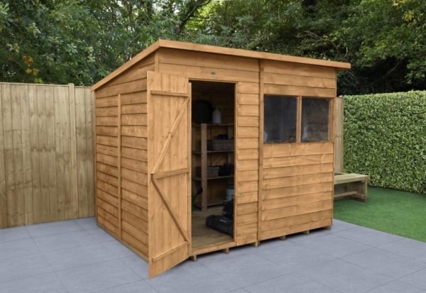 Forest Garden 8x6 Overlap Dip Treated Pent Wooden Garden Shed (Installation Included)
