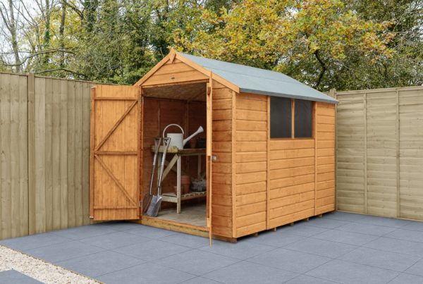 Forest Garden 8x6 Shiplap Dip Treated Apex Wooden Garden Shed with Double Door (Installation Included)