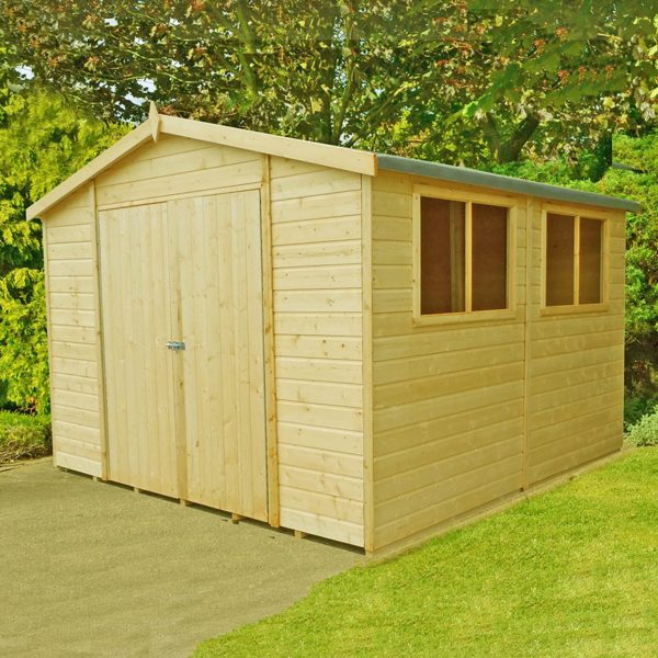 Shire Workspace 10 x 10 Shiplap Tongue and Groove Dip Treated Garden Shed