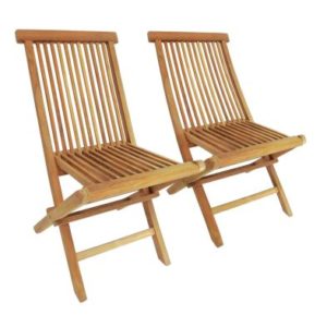 Solid Wooden Tweak Folding Garden Patio Chairs 2 Set