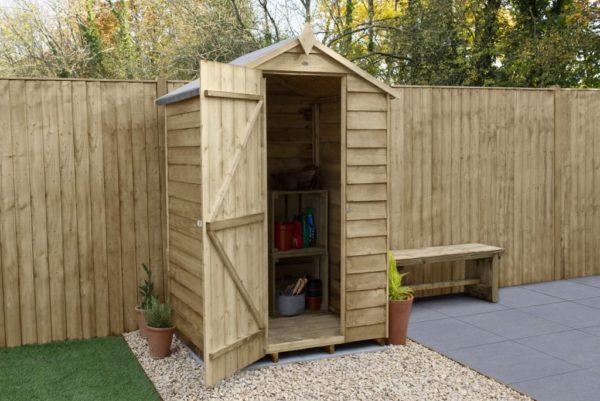 Forest Garden Apex Overlap Pressure Treated 4x3 Wooden Garden Shed (No Window)