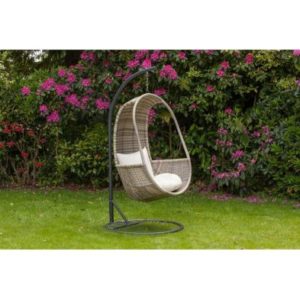 Wentworth Rattan Garden Swinging Chair by Royal Craft with Grey Cushions