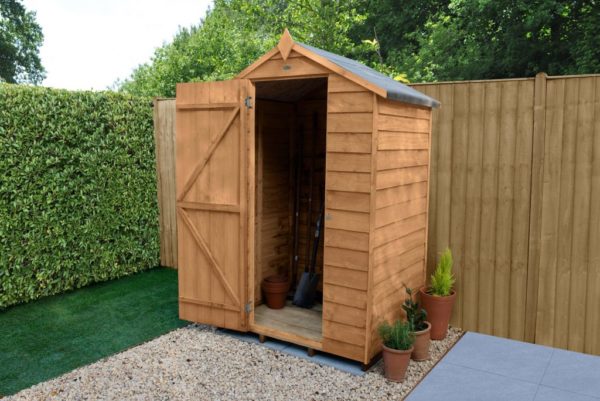 Forest Garden Apex Overlap Dipped 4x3 Wooden Garden Shed (No Window / Installation Included)