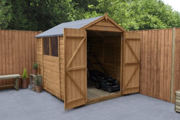 Forest Garden Apex Overlap Dipped 8x6 Wooden Garden Shed With Double Door (Installation Included)