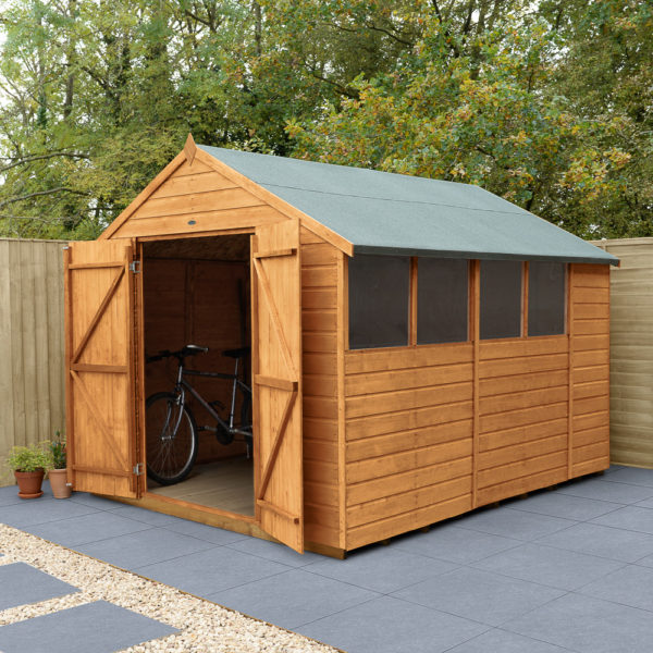 Forest Garden Apex Shiplap Dipped 10x8 Wooden Garden Shed with Double Door (Installation Included)
