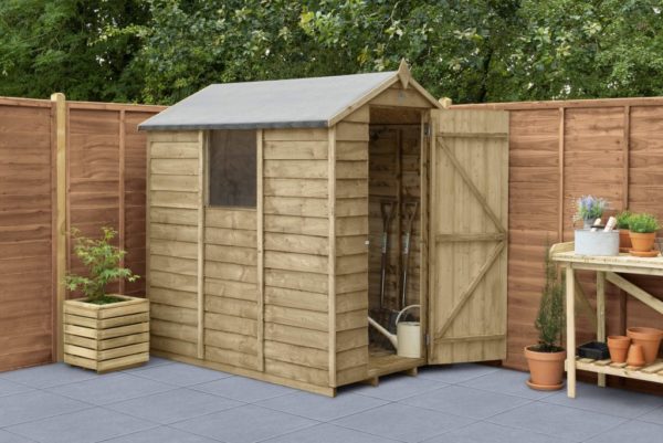 Forest Garden Overlap Pressure Treated Apex 6x4 Wooden Garden Shed (Installation Included)