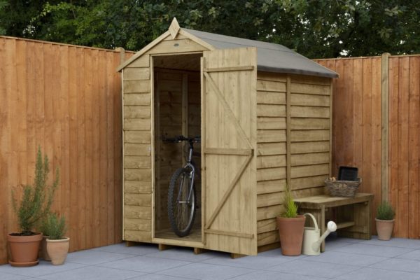 Forest Garden Overlap Pressure Treated Apex 6x4 Wooden Garden Shed (No Window / Installation Included)