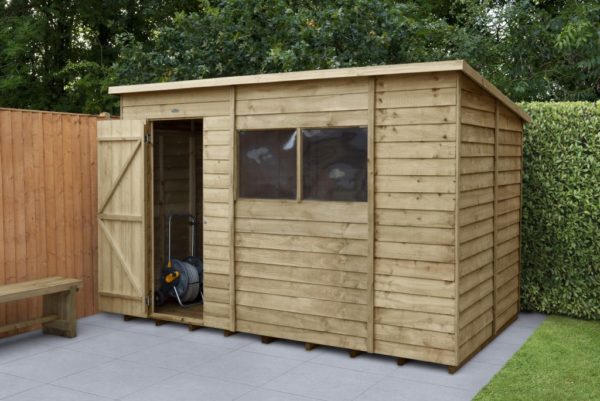 Forest Garden Pent Overlap Pressure Treated 10x6 Wooden Garden Shed (Installation Included)