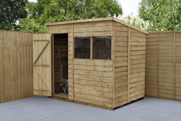 Forest Garden Pent Overlap Pressure Treated 7x5 Wooden Garden Shed (Installation Included)
