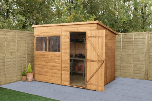 Forest Garden Pent Shiplap Dipped 8x6 Wooden Garden Shed (Installation Included)