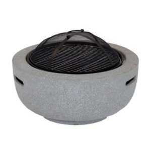 Wensum 60cm Round Magnesia Fire Pit with Mesh Cover