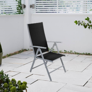 Adjustable Folding Garden Dining Chair with Aluminium Frame - Grey